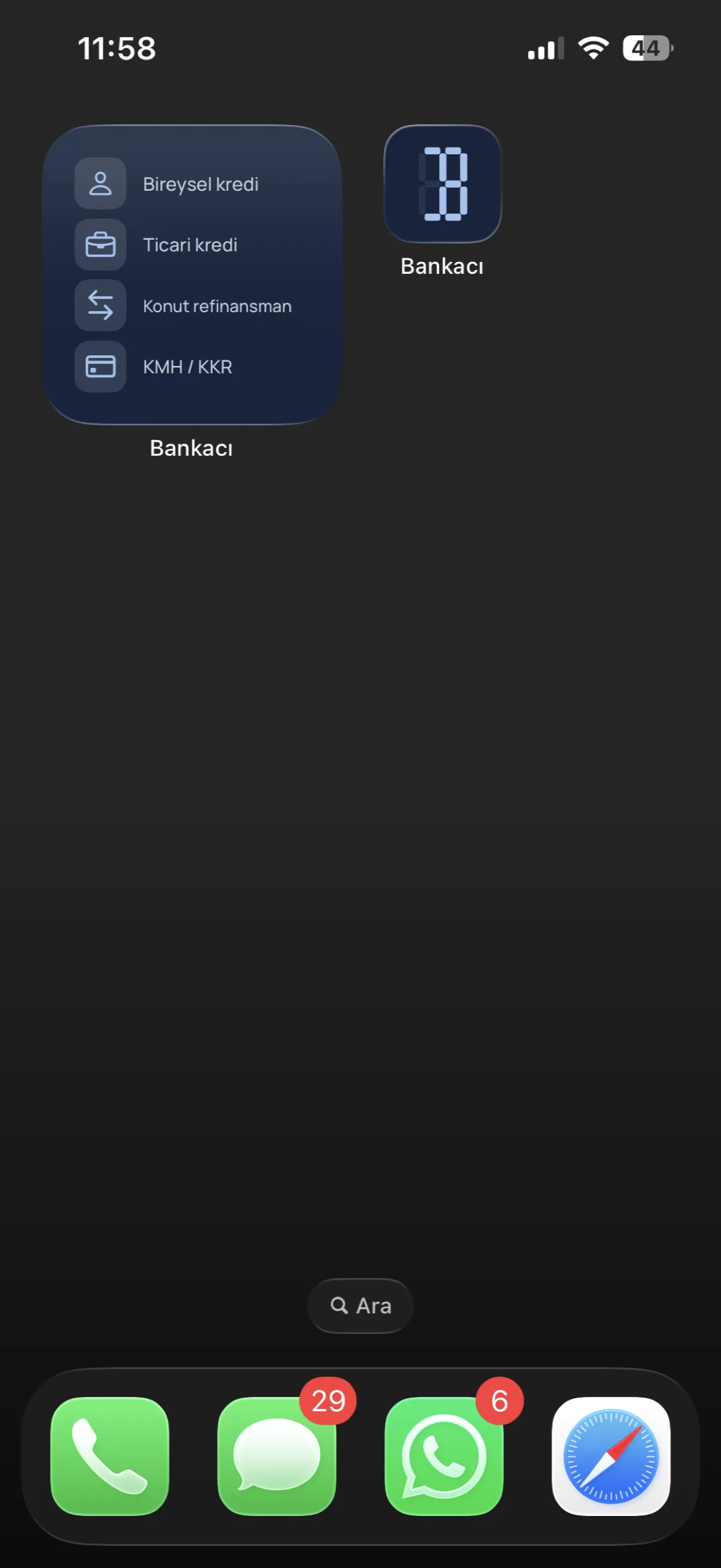 Ana ekran widget’ı.